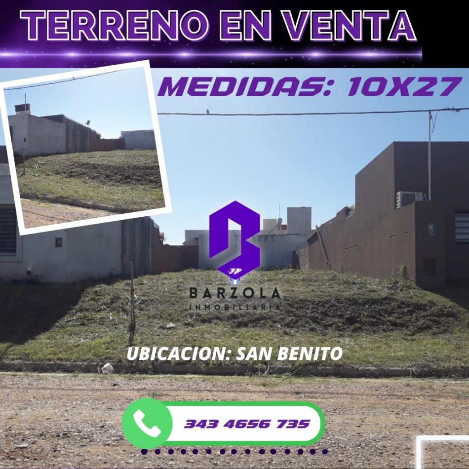 TERRENOS EN VENTA - SAN BENITO