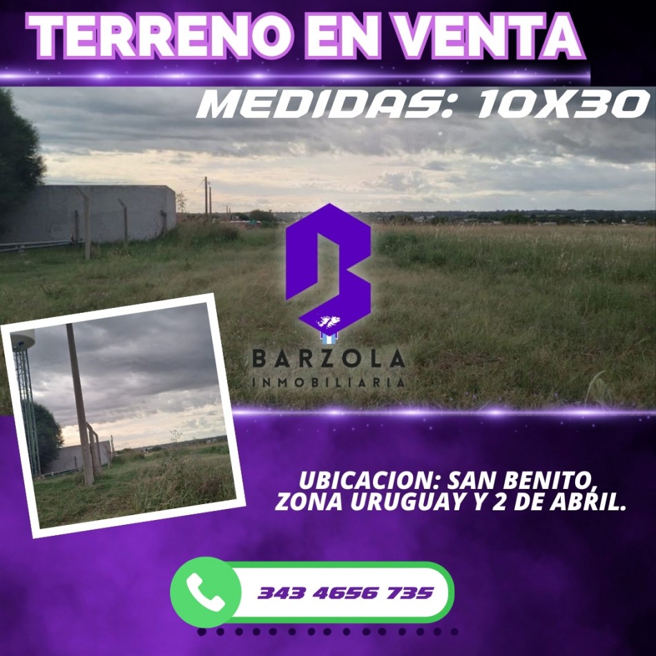 TERRENOS EN VENTA - SAN BENITO