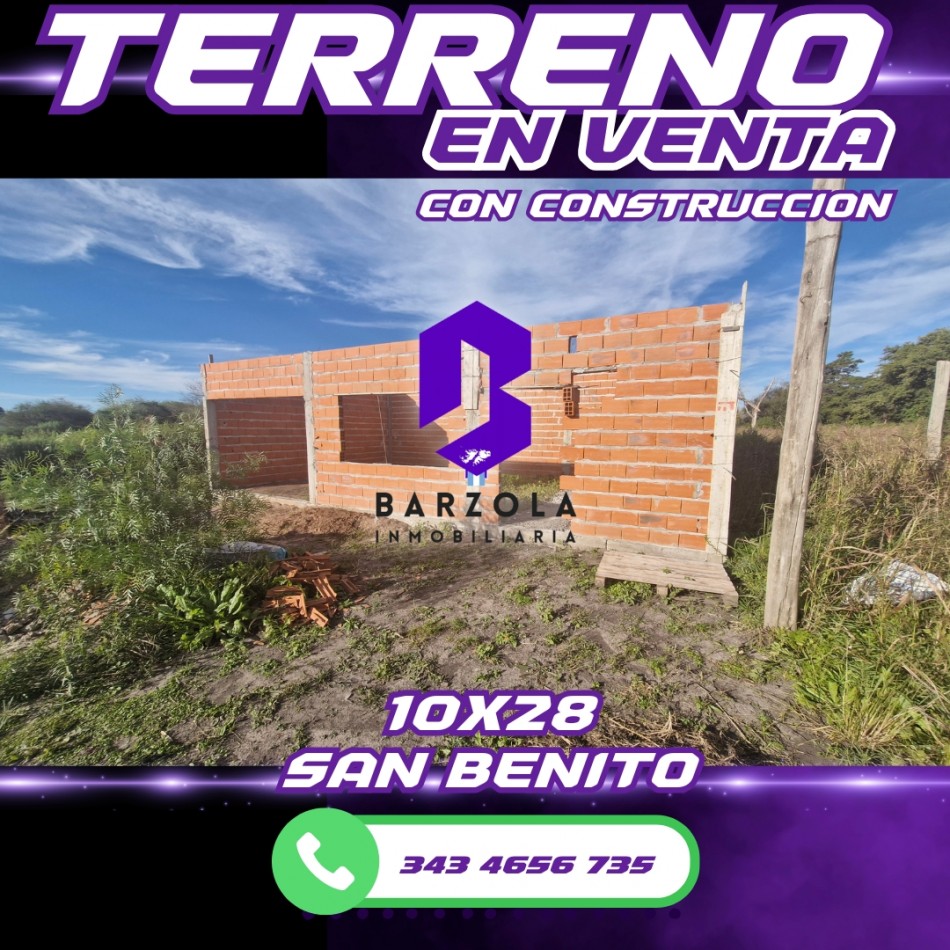 TERRENO EN VENTA CON CONSTRUCCION. SAN BENITO.